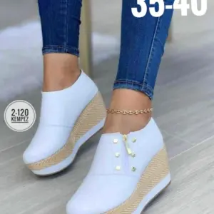 Zapatillas de plataforma blanca con suela de yute y tacón en cuña para mujer, tallas 35 a 40